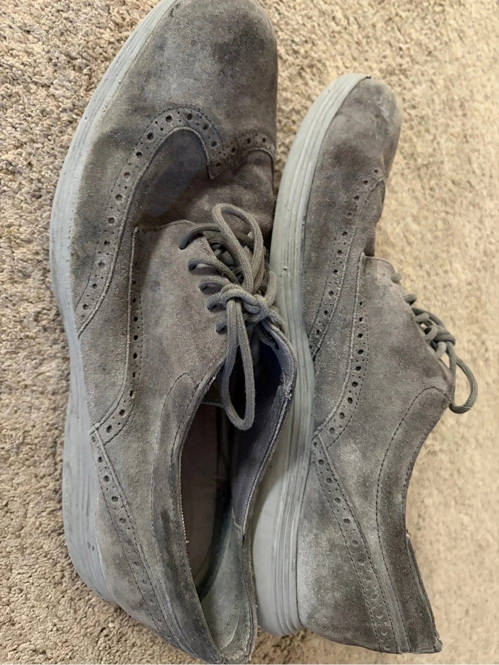 Cole Haan Men's Grey Suede Wingtip Derbys Sz 13M